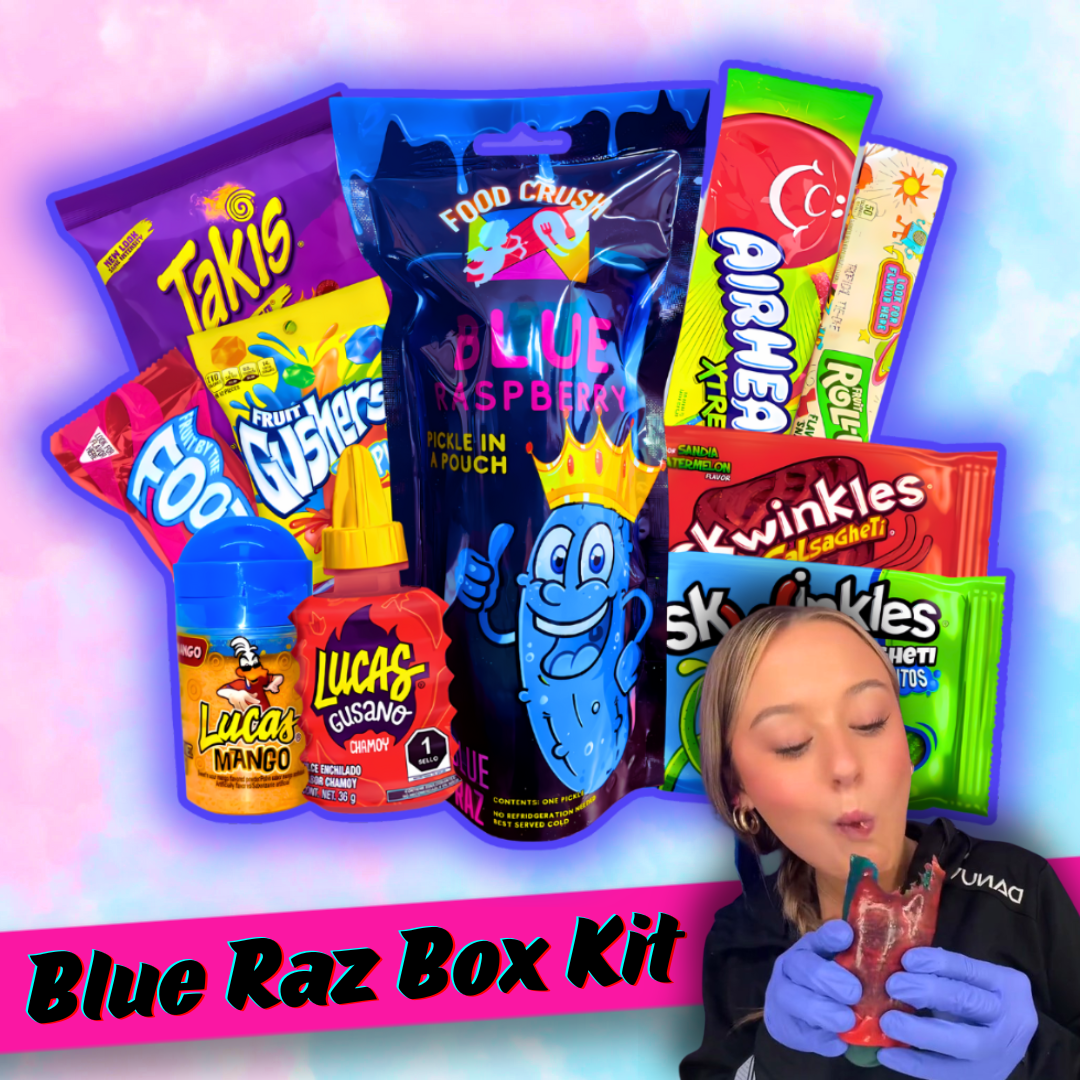 Gianna Harner Blue Raspberry Pickle Kit from Food Crush-Tiktok candy trend  item – FoodCrush.io