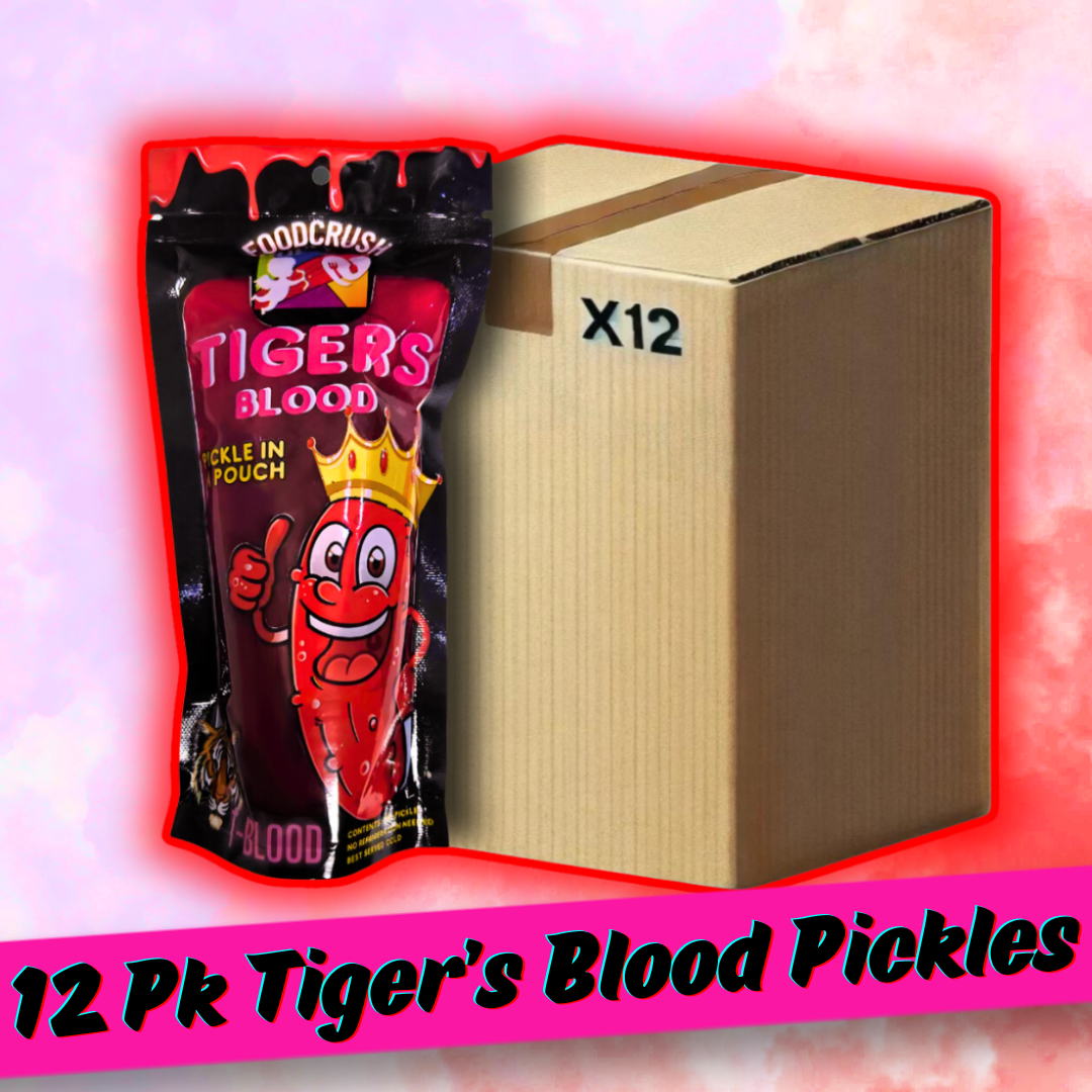 SOLD OUT-12 Pack Tiger's Blood Pickles ONLY - Wholesale, Bulk, Party Bundle