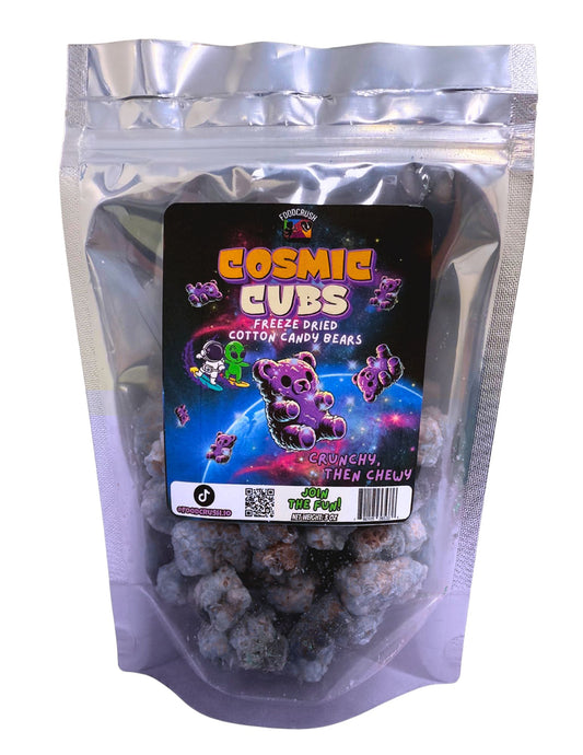 Food Crush Freeze Dried Cotton Candy Gummy Bears - Crunchy and Chewy Freeze Dried Candy, Cotton Candy Coated